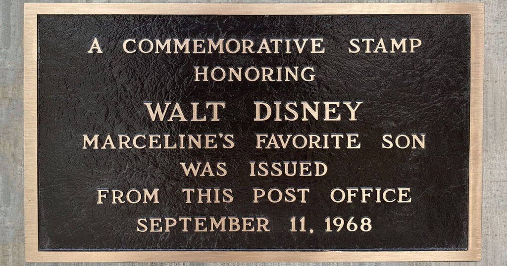 September 11, 1968 - Walt Disney Postage Stamp Plaque | Marceline Historical Society