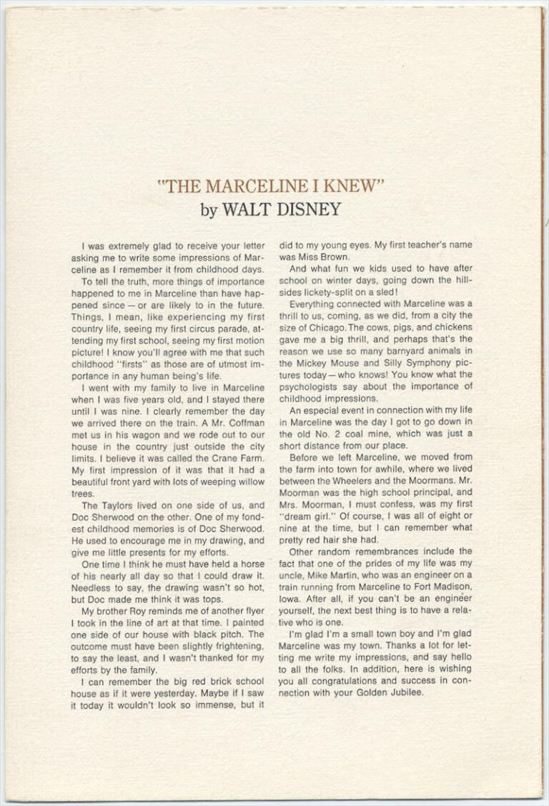 “THE MARCELINE I KNEW” by Walt Disney | Marceline.us